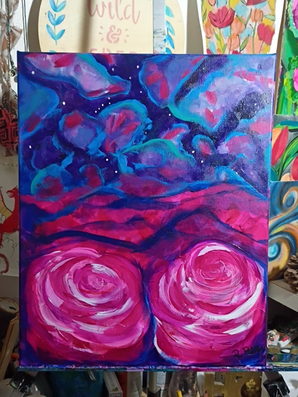 Original Painting By Rachael Potter Abstract Floral Canvas Wall Art